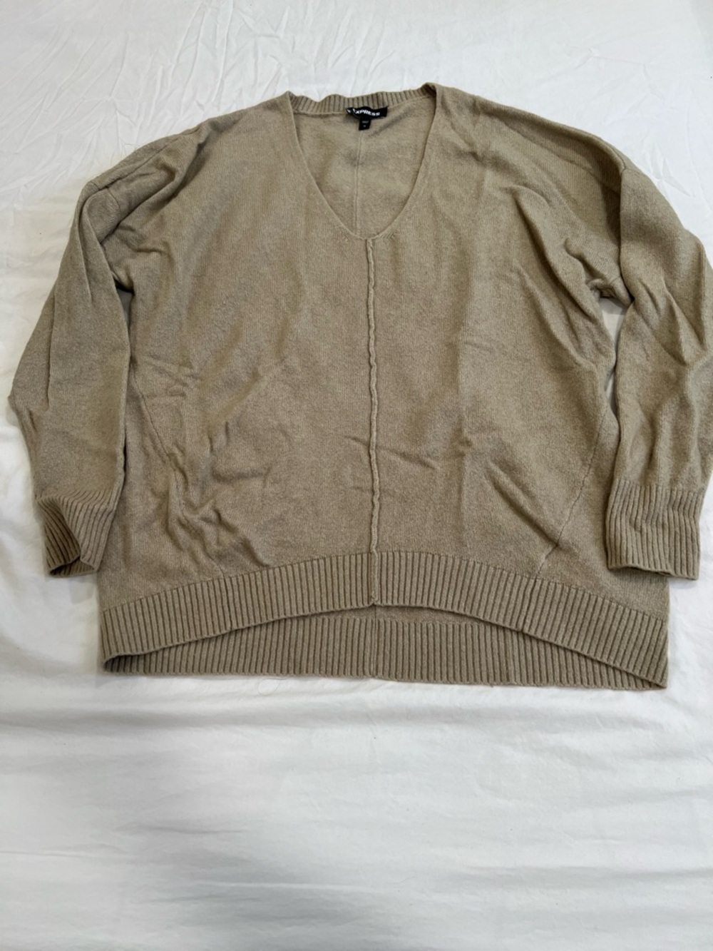 EXPRESS V-Neck Relaxed Sweater in Taupe